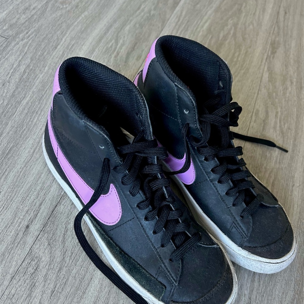 Nike Blazer Mid Black and Purple Women's Sneakers